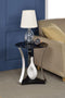 Geiger End Table, Chrome & Black Glass